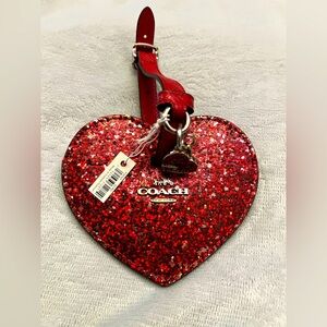 NWT Coach Red leather luggage / bag tag